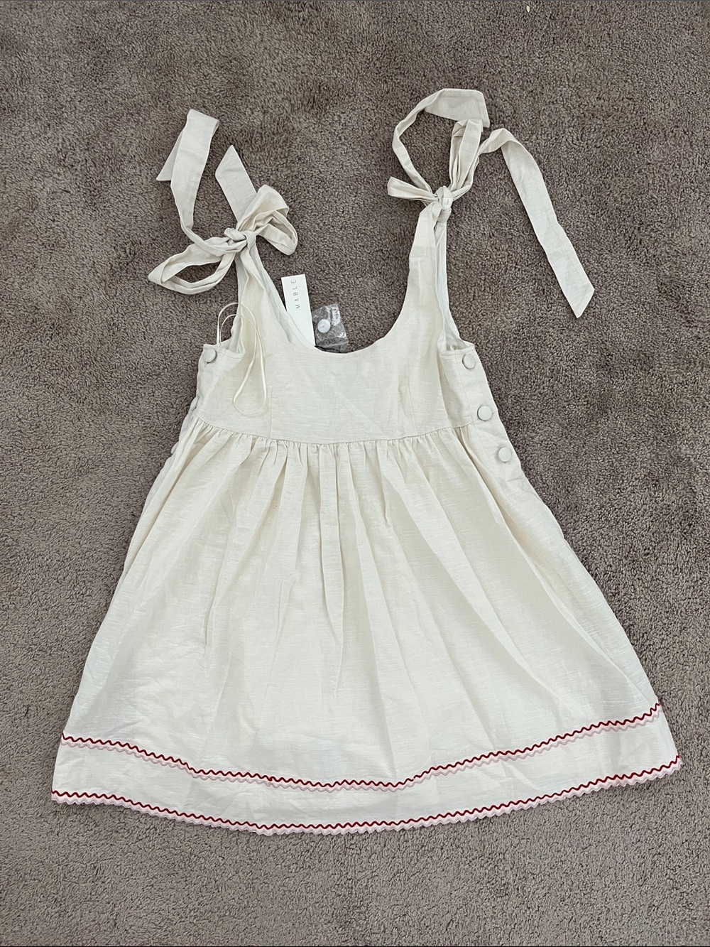 MABLE Tie-Shoulder Cream Mini Dress